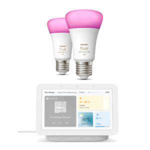 Philips Hue White & Color Ambiance E27 800lm 2er-Pack + Google Nest Hub (2. Generation)