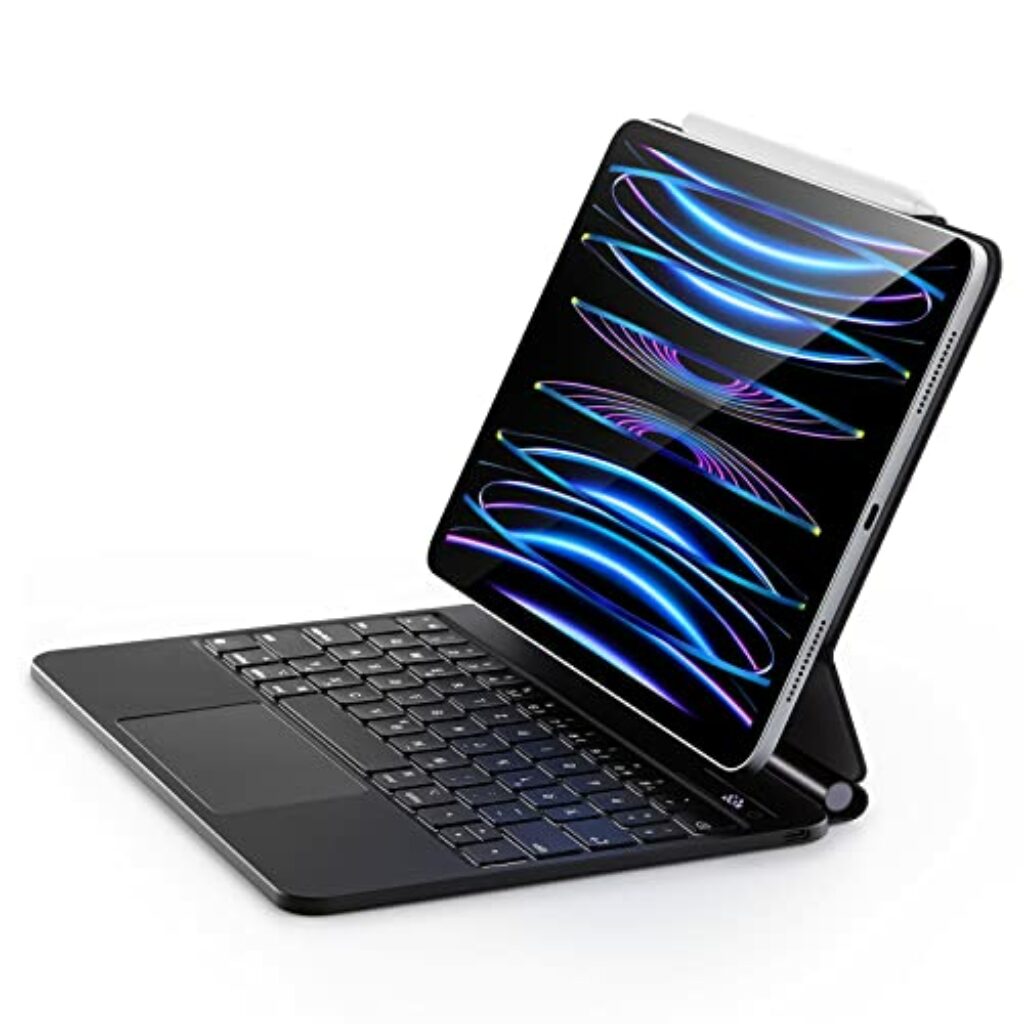 ESR Rebound Magnetische Keyboard Hülle, iPad Tastatur Hülle kompatibel mit iPad Pro 11/iPad Air 5/4, Freischwebendes Ständer Design, Federnde Tasten, Präzises Multi-Touch Trackpad, Anthrazit