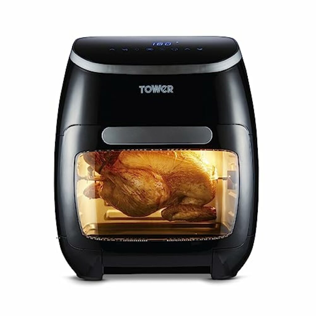 Tower T17076 Xpress Pro Combo 10-in-1 Digitale Heißluftfritteuse mit Schneller Luftzirkulation, 60-Minuten-Timer - Airfryer Airfryer Heißluftfritteuse XXL 11 l - 2000W - Schwarz