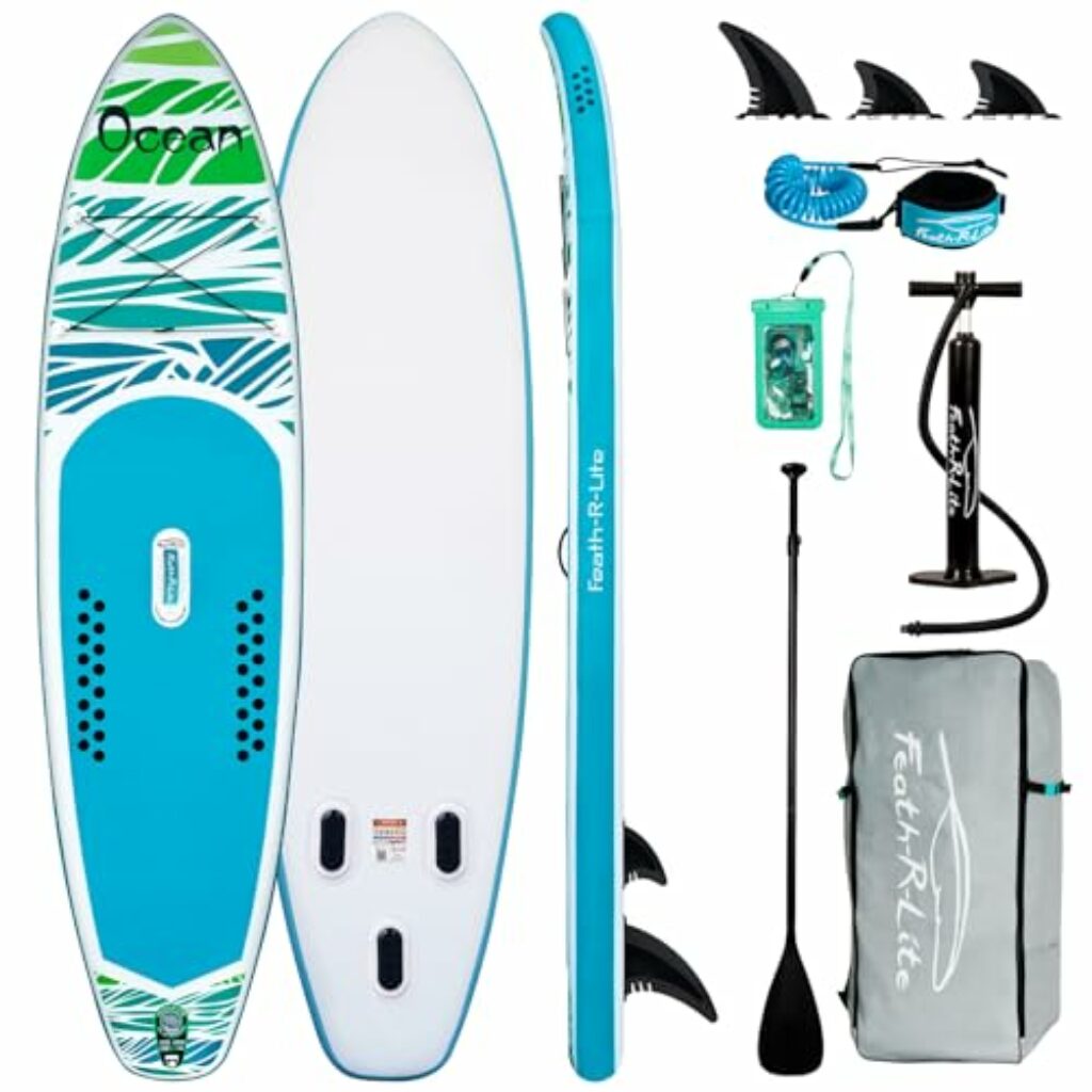 FunWater Aufblasbares Stand Up Paddle Board Surfbrett SUP Komplettes Paddleboard Zubehör Verstellbares Paddel, Pumpe, ISUP Reiserucksack, Leine, Erwachsene Paddelboard