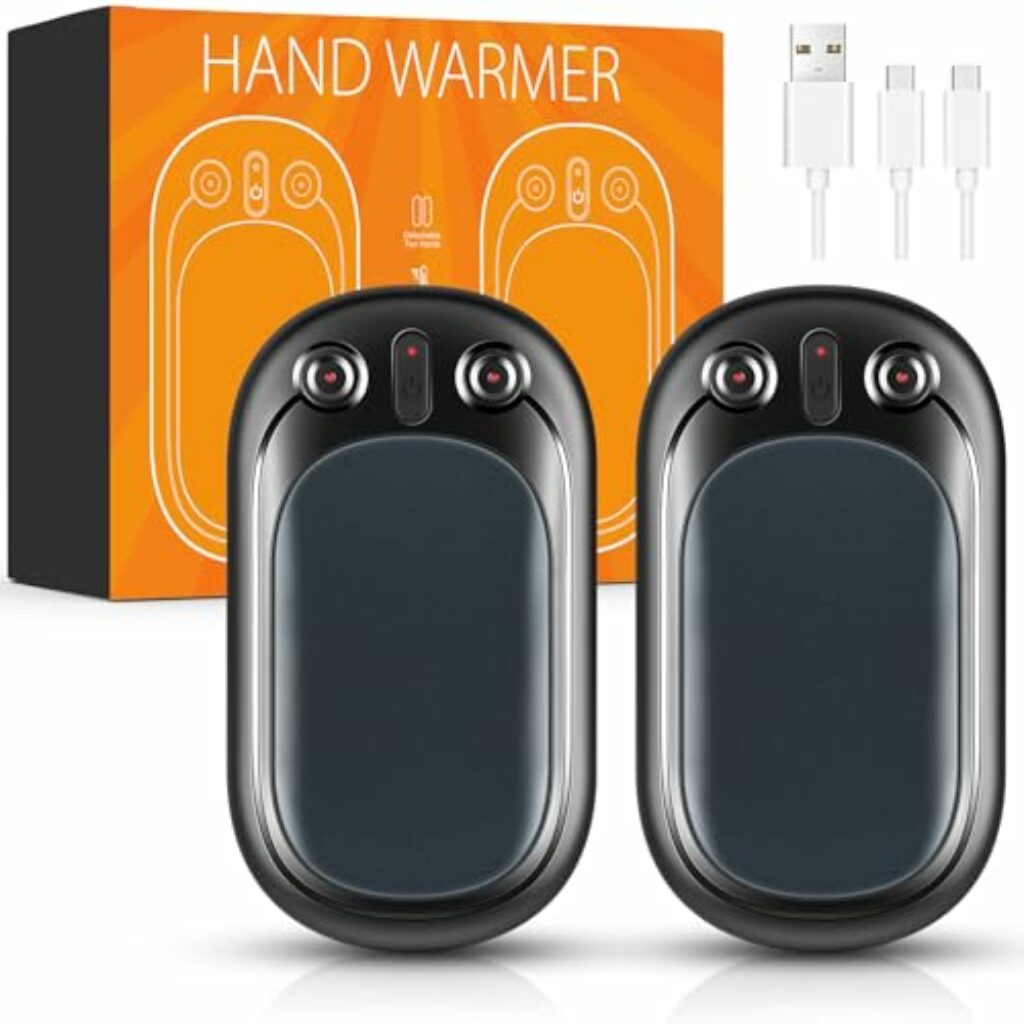 Handwärmer Elektrisch USB Wiederaufladbar 2er Set 12 Stunden, Taschenwärmer Wiederverwendbar Elektrischer Handwärmer, Winter Geschenke für Frauen Männer Raynaud Outdoor Camping Wandern Jagd Ski Golf