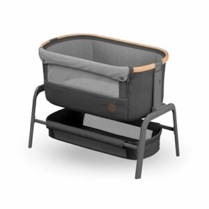 Maxi-Cosi Iora Beistellbett, hochwertiges, höhenverstellbares Babybett, nutzbar ab der Geburt bis max. 9 kg, Inkl. Matratze und Tasche, kompakt faltbar, Essential Graphite (grau)