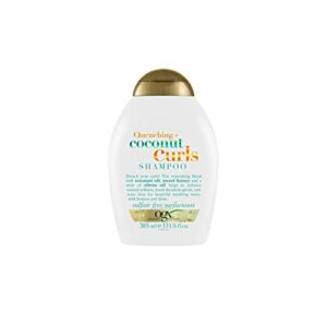 OGX Quenching + Coconut Curls Shampoo (385 ml), feuchtigkeitsspendendes Locken Shampoo mit Kokosöl, Zitronenöl & Honig, ohne Sulfate