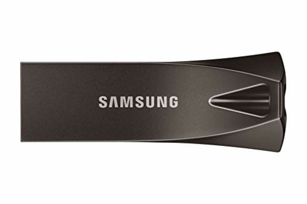 Samsung BAR Plus USB-Stick Typ-A, 128 GB, 400 MB/s Lesen, 60 MB/s Schreiben, widerstandsfähiger USB 3.1 Flash Drive mit Schlüsselring, Titan Gray, MUF-128BE4/APC