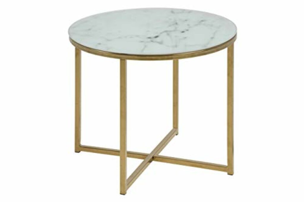 AC Design Furniture Ecktisch Antje, B: 50 x T:50 x H: 42 cm, Glas, Weiss