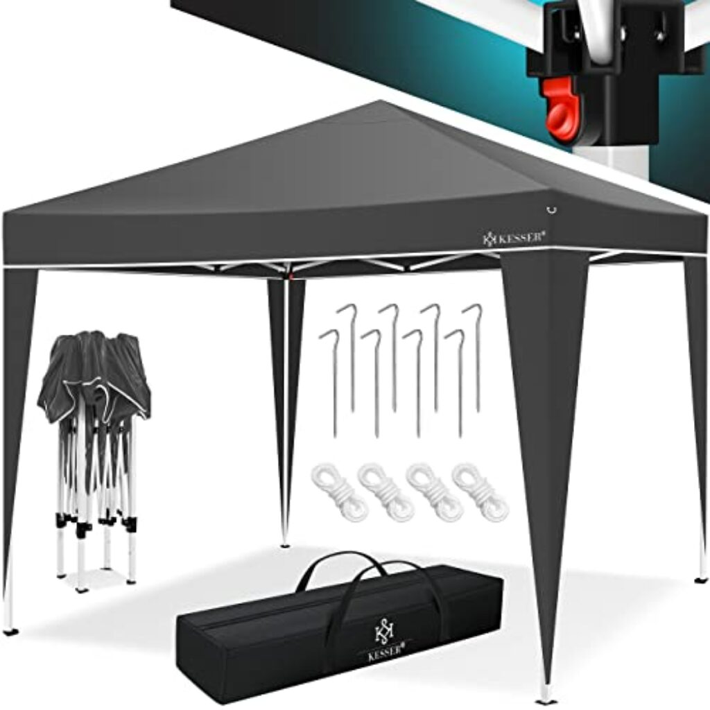 KESSER® Pavillon 3x3m | wasserdicht | inkl. Tasche | Pop-Up Klicksystem | UV-Schutz 50+ | Faltpavillon | Gartenzelt | Partyzelt | Metall-Verstrebungen | Anthrazit