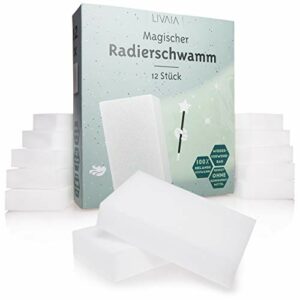 Magischer Radierschwamm Schmutzradierer: 12x Praktischer Schmutzradierer Schwamm für alle Oberflächen, Reiniger Schwamm Weiss für Tapete, Boden, Möbel – Magic Melamin Schwamm – Sneaker Reiniger LIVAIA