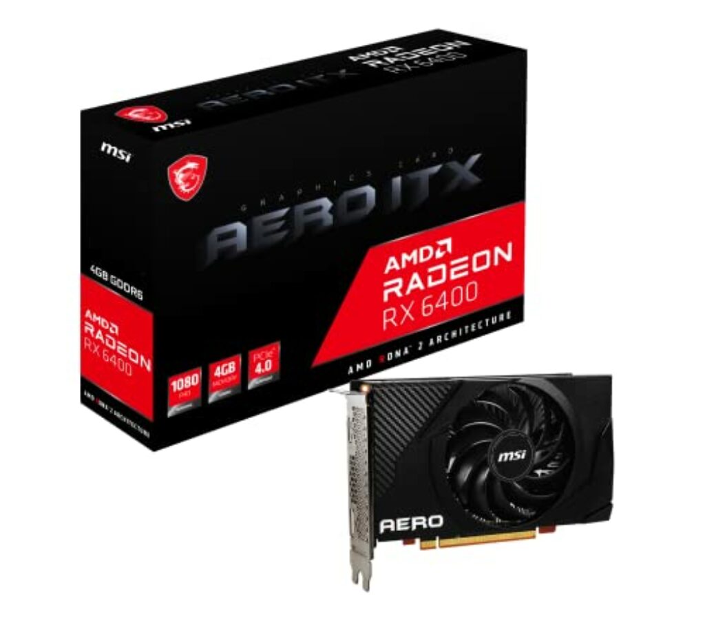 MSI Radeon RX 6400 AERO ITX 4G Gaming Grafikkarte - AMD RX 6400, GPU 2039/2321 MHz, 4000MB DDR6 Speicher