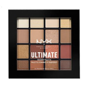 NYX Professional Makeup Lidschattenpalette mit 16 Farbtönen, Intensives und langanhaltendes Finish, Vegane Formel ohne Inhaltsstoffe tierischen Ursprungs, Ultimate Shadow, Farbton: Warm Neutrals