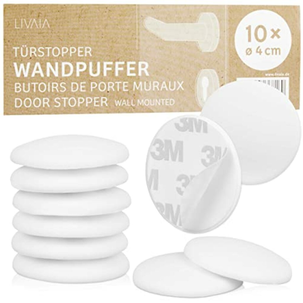 Wand Türstopper Set Weiß: 10x Türstopper Wand selbstklebend in 4cm – Türstopper Klinke Set in Weiß – Door Stopper Türklinke – Wandpuffer von LIVAIA