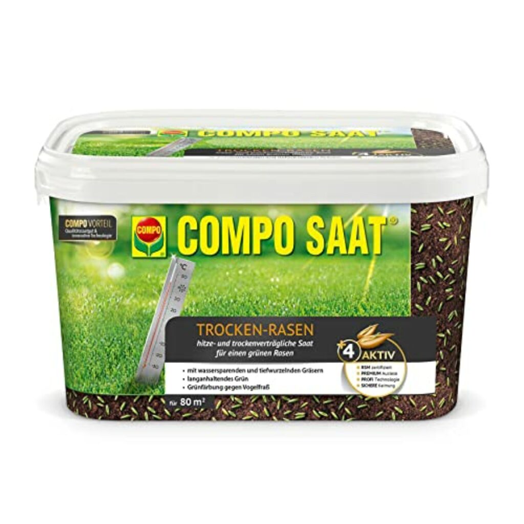 COMPO SAAT Trocken-Rasen, Hitze- und trockenverträgliche Rasensamen / Grassamen für trockene und sonnige Standorte, 2 kg, 80 m²