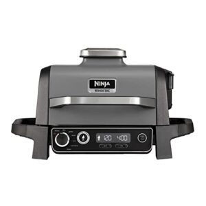 Ninja Woodfire Elektrogrill, Camping Grill, Smoker-& Heißluftfritteuse, 7-in-1-Outdoor Grill, räuchern, braten, backen, antihaftbeschichtet, tragbar, Geschenk für Männer/Frauen, Grau/Schwarz OG701EU