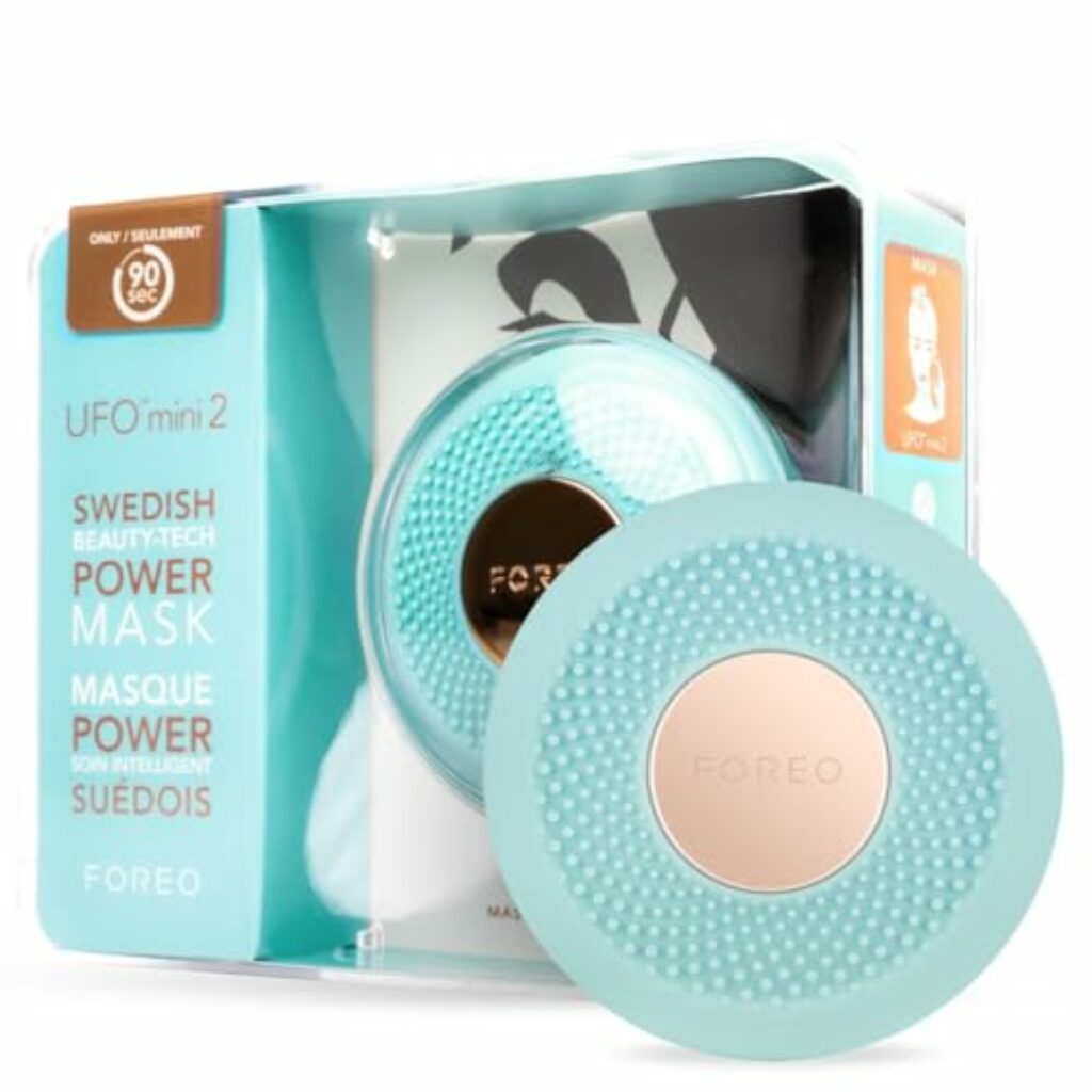 Foreo Ufo Mini 2 Led-Gesichtsmaske, Rotlichttherapie, Gesichtsmasken Beauty, Wärme, Koreanische Kosmetik, Gesichtsmassagegerät, Feuchtigkeitsmaske Gesicht, Erhöhte Gesichtspflege-Aufnahme, Mint