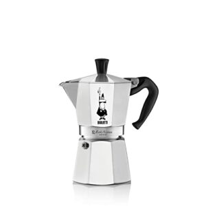 Bialetti - Moka Express: Ikonische Herdplatten-Espressomaschine, macht echten italienischen Kaffee, Moka-Kanne 6 Tassen Kaffee (270 ml), Aluminium, Silber