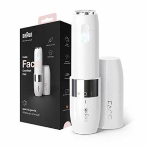 Braun Face Mini-Haarentferner, elektrischer Gesichtshaarentferner für Damen, kleiner Rasierer für schnelle und sanfte Rasur, Oberlippe, Kinn und Wangen, für unterwegs, mit Smartlight, FS1000, weiß