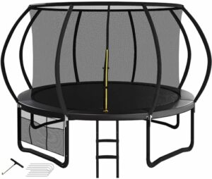 Devoko Trampolin Outdoor Ø 244/305/366/427 cm, vom TÜV Rheinland GS-Zertifikat, Kindertrampolin Gartentrampolin mit Sicherheitsnetz, Rundes Riesentrampolin mit Leiter und Schuhbeutel