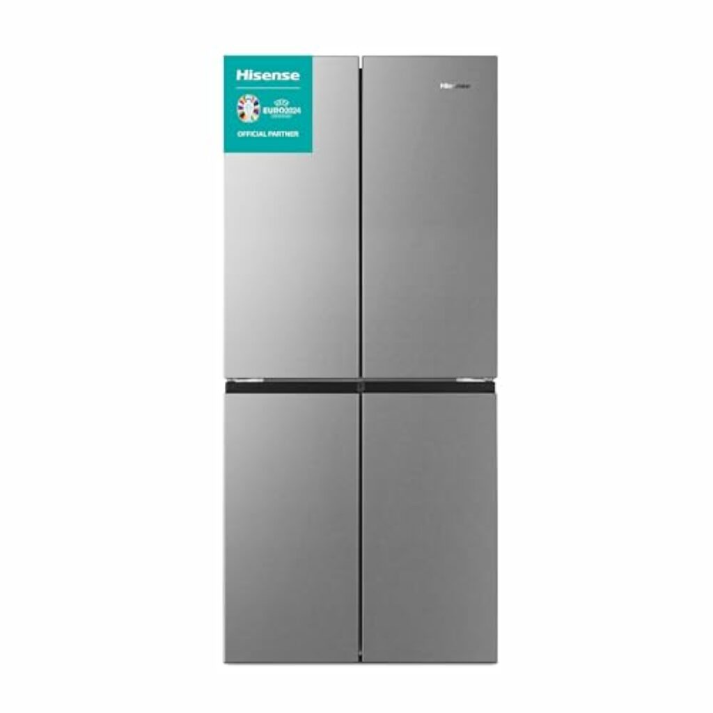 Hisense RQ563N4SI2 Cross Door Kühl-Gefrierkombination/ NoFrostPlus/ Inverter-Kompressor/ HolidayMode/ SuperCool/ 181 cm/ Kühlteil 294 l/ Gefrierteil 160 l/ 40 dB/ 279 kWh/ Jahr/ Inox-Look, Edelstahl