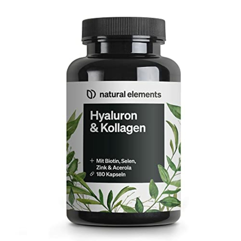 Hyaluronsäure Kollagen Komplex - 180 Kapseln - Angereichert mit Biotin, Selen, Zink, Vitamin C aus Acerola & Bambusextrakt - Laborgeprüft