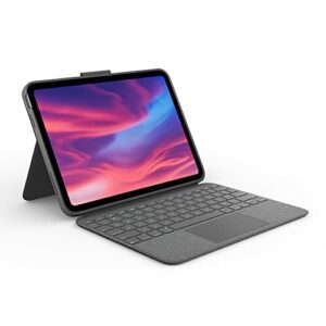 Logitech Combo Touch Case mit abnehmbarer Tastatur für iPad (10. Generation), großes Trackpad, hintergrundbeleuchtete in Standardgröße und Smart Connector Technologie, Deutsches QWERTZ, Grau