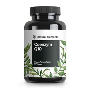 natural elements Coenzym Q10 – 200mg pro Kapsel – 120 vegane Kapseln – 4 Monate Reichweite – hochwertiges Q10 aus Fermentation von Mais – hochdosiert, in Deutschland produziert & laborgeprüft