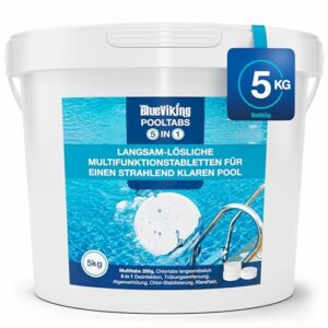 BlueViking Chlortabletten für Pool 5 in 1 - Hochwirksame Multitabs Pool 200g im 5kg Eimer - Chlor Pool Tabletten in EU Premium-Qualität - Einfache, Sichere und Effiziente Poolpflege