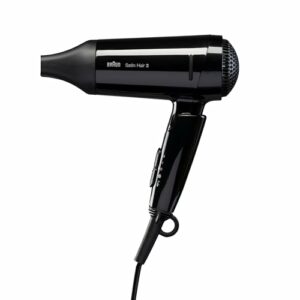 Braun Satin Hair 3 Style&Go Haartrockner, Föhn mit IonTec und Stylingdüse, klappbar, HD350, schwarz,1600W, 100-240V