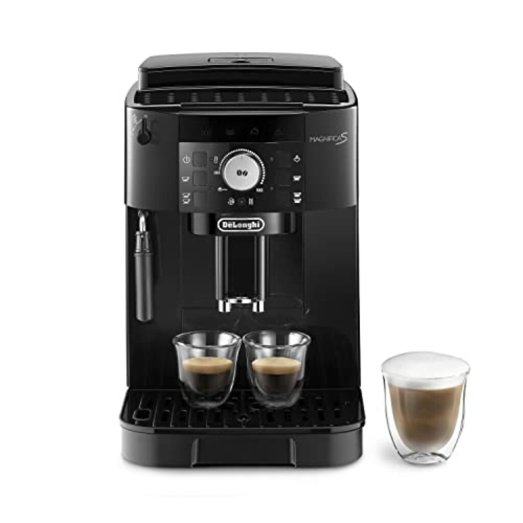 De'Longhi Magnifica S ECAM11.112.B, Kaffeevollautomat mit Milchaufschäumdüse für Cappuccino, mit Espresso Direktwahltasten und Drehregler, 2-Tassen-Funktion, Schwarz