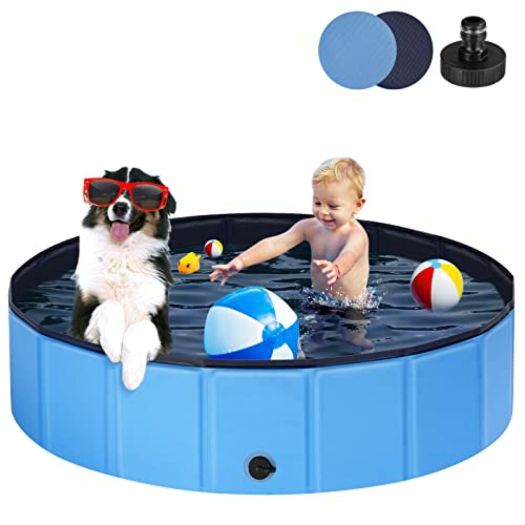 Ezilif Hundepool für Große & Kleine Hunde, Faltbare Hunde Pool rutschfest, 80 x 20cm Schwimmbecken für Hunde Verdickt PVC, Planschbecken Hund Verschleißfest, Hundebadewanne Swimmingpool