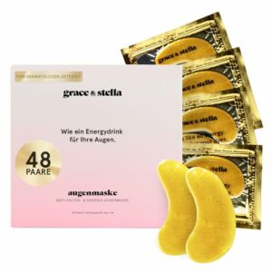 Grace & Stella - Augenpads, Eye Pads Reduzieren Dunkle Augenringe, Gegen Tränensäcke und Falten, Kühlende und Erfrischende Augen Pads Masken, Gel-Eyepads [24 Paare, Gold]