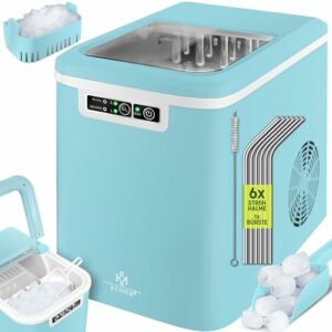 KESSER® Eiswürfelbereiter | Eiswürfelmaschine Edelstahl | Ice Maker | 12 kg 24 h | Zubereitung in 7 min | 2,2 Liter Wassertank | 2 Eiswürfel-Größen | LED-Display | Selbstreinigungsfunktion | Hellblau