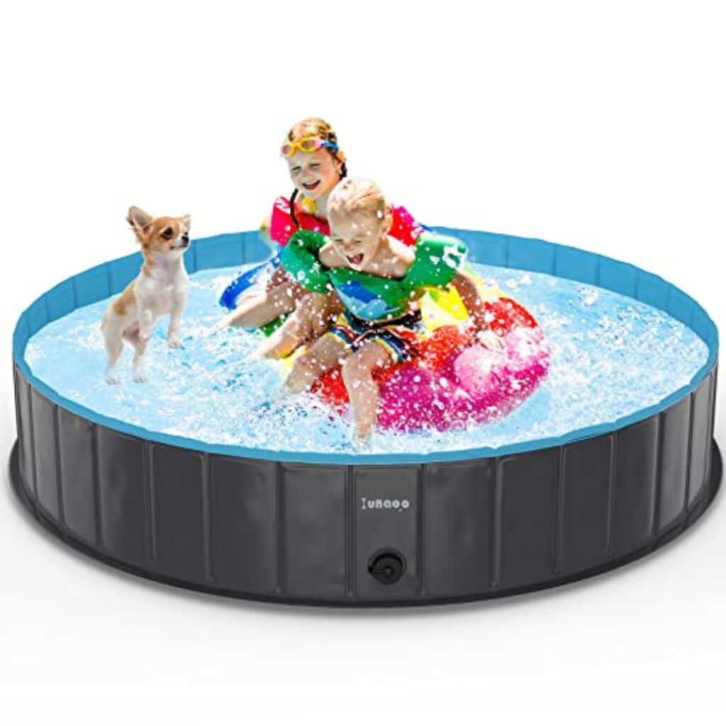 lunaoo Hundepool fur Große Hunde - Faltbare Schwimmbecken Hundebadewanne Hund Planschbecken für Kinder und Hunde, Tragbar & Eco-Friendly PVC Hunde Pool 80cm / 120cm / 160cm