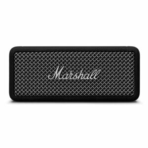 Marshall Emberton II tragbare Bluetooth Lautsprecher, kabellos, koppelbar, IP67 Staub und wasserfest, über 30 Stunden Spielzeit, Schnellladung, Innen- und Außenlautsprecher - Schwarz und Stahl