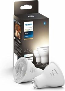 Philips Hue White GU10 LED Spots 2-er Pack (400 lm), dimmbare LED Lampen für das Hue Lichtsystem mit warmweißem Licht, smarte Lichtsteuerung über Sprache und App