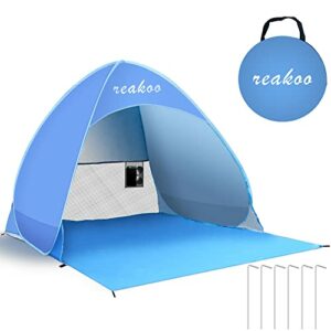 Strandmuschel Tragbar Extra Light Pop Up Zelt, Automatisches Strandzelt, 50+ UV Schutz Sonnenschutz Windschutz Campingzelt für Familien Strand Camping, Wanderausflug, Garten