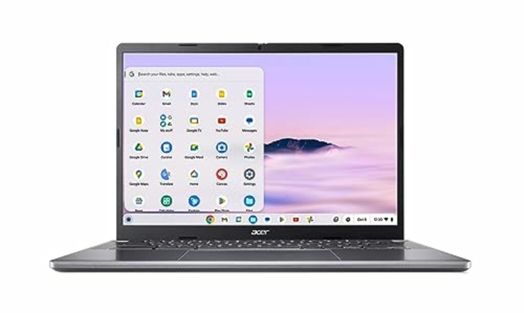 Acer Chromebook 514 (CB514-3HT-R2QQ) Laptop, 14" WUXGA Display, AMD Ryzen 3 7320C, 8 GB RAM, 256 GB SSD, AMD Radeon 610M, ChromeOS Core, grau, Chromebook Plus