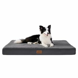 BEDSURE orthopädisches Hundebett Grosse Hunde - 112x81x7.6cm Hundekissen flauschig Hundematte waschbar Hundematratze in dunkelgrau für große Hunde