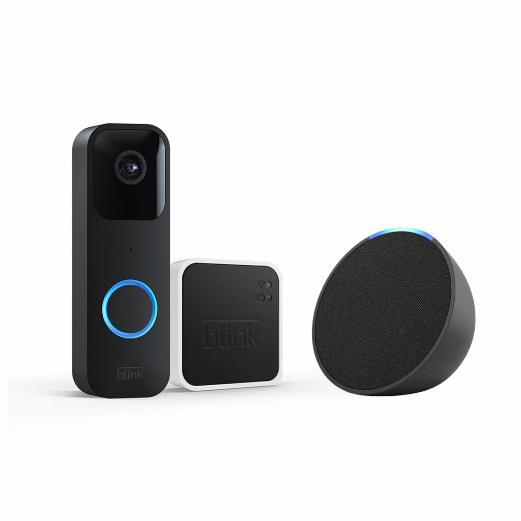 Blink Video Doorbell mit Sync-Modul 2 + Amazon Echo Pop