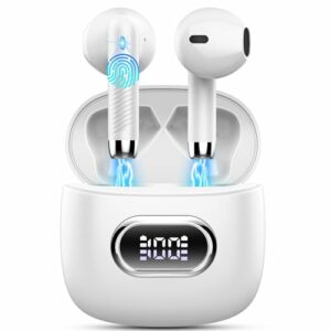 Bluetooth Kopfhörer, Kopfhörer Kabellos Bluetooth 5.3 In Ear Kopfhörer mit 4 HD Mic, 2024 Kabellose Kopfhörer 42Std ENC Noise Cancelling Earbuds Tiefer Bass, IP7 Wasserdicht Ohrhörer LED-Anzeige Weiß