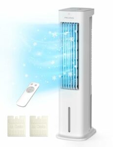 PELONIS Luftkühler mit Wasserkühlung, Klimaanlage Mobil, 5L Ventilator mit Wasserkühlung, Klimagerät Luftbefeuchter mit Fernbedienung, 355m³/h Klimaanlage Ohne Abluftschlauch