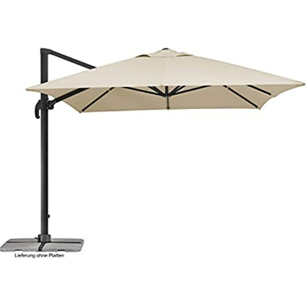 Schneider Sonnenschirm Rhodos Grande, natur, 400 x 300 cm rechteckig, 787-02, Gestell Aluminium, Bespannung Polyester, 26.6 kg