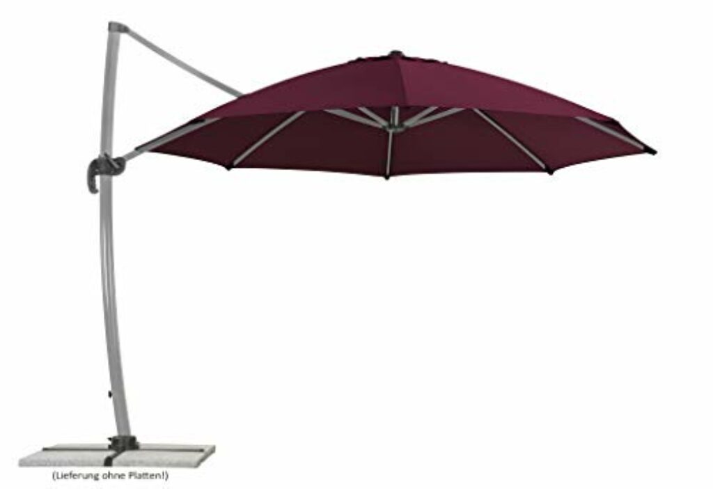 Schneider Sonnenschirm Rhodos Rondo, bordeaux, 350 cm rund, 792-08, Gestell Aluminium, Bespannung Polyester, 22.4 kg