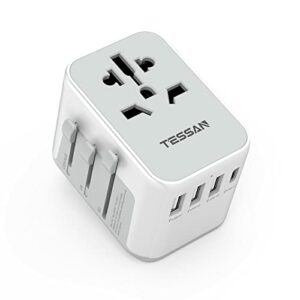 TESSAN Reiseadapter Weltweit, Universal Reisestecker mit 3 USB, 1 USB C und 1AC Steckdose, Internationaler Steckdosenadapter, Universaladapter für Deutschland USA England Thailand Italien Australien