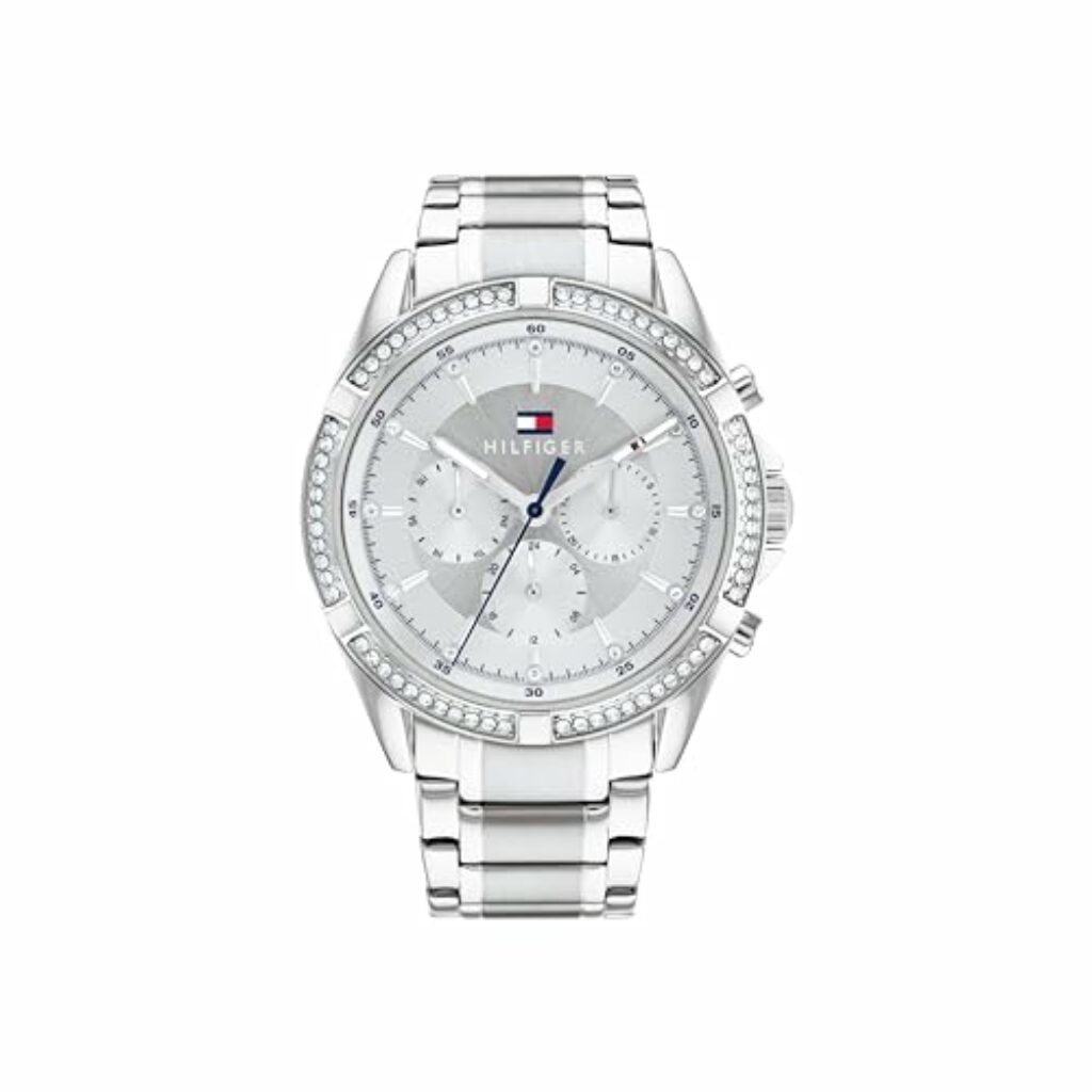 Tommy Hilfiger Multi Zifferblatt Quarz Uhr für Damen mit Silbernes Edelstahlarmband - 1782557