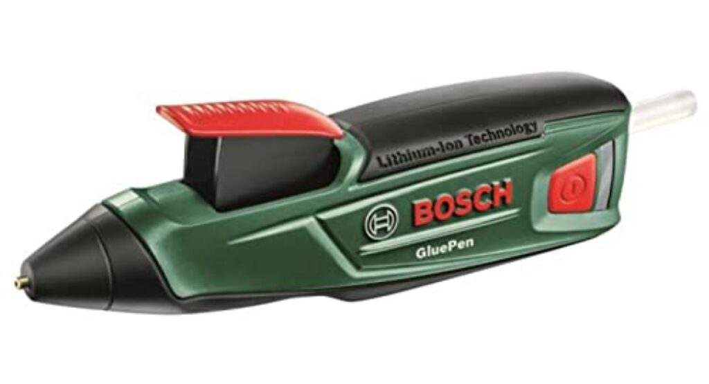 Bosch Akku Heißklebepistole GluePen (Micro USB Ladgerät, 4x Kleber Ultrapower, Karton, 3,6 Volt)