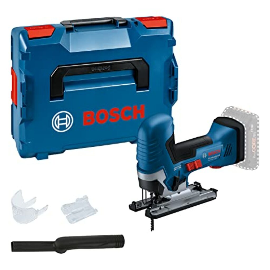 Bosch Professional 18V System Akku Stichsäge GST 18V-125 S (ideal für Kurven- und Abschnitte, SDS-Sägeblatthalter, inkl. 1x Stichsägeblatt, Absaug-Set, in L-BOXX)