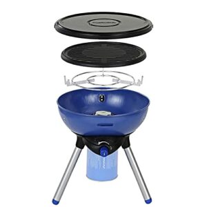 Campingaz Party Grill, Kleiner Grill für Camping oder Picknick, Camping-Grill mit flexiblen Kochmöglichkeiten, Gaskocher mit Antihaftbeschichteter Grillplatte und Topfträger, Blau