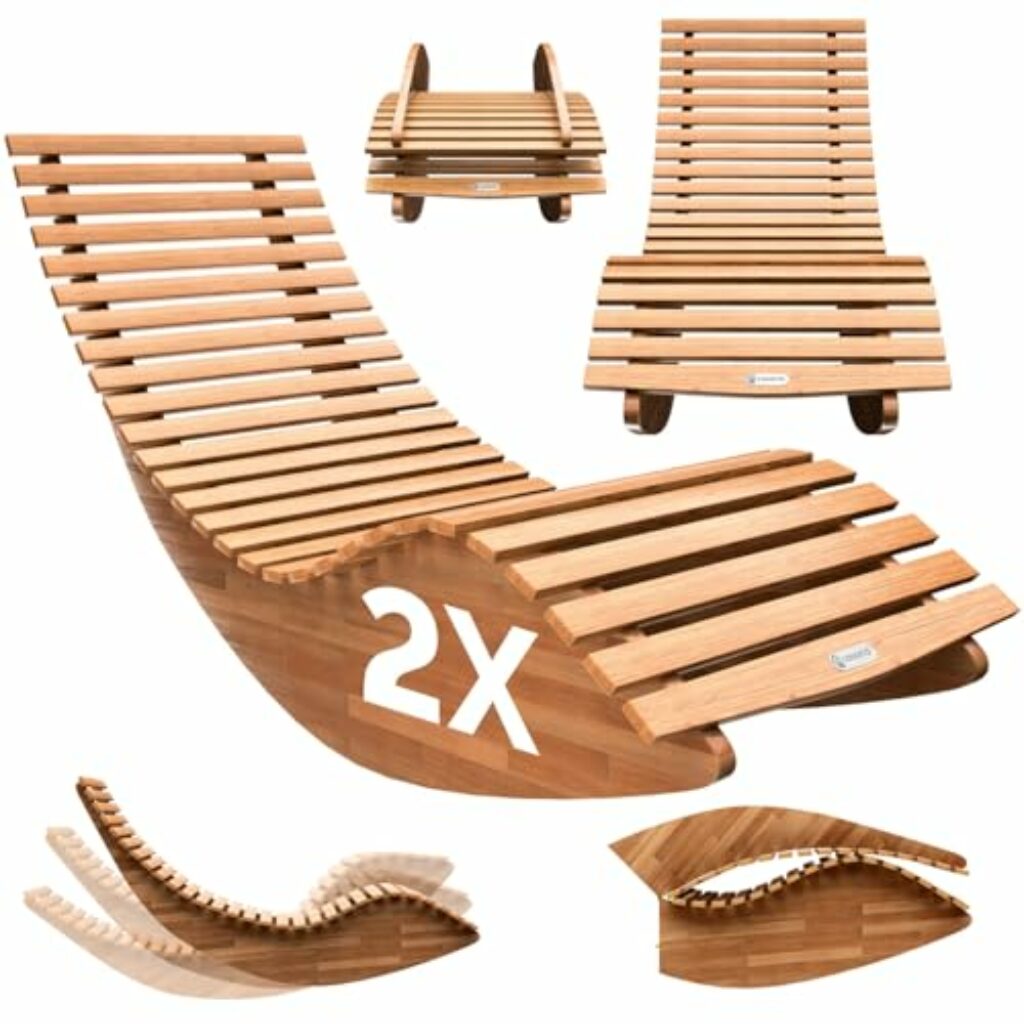 Casaria® 2 Personen Java Gartenliege Holz Wetterfest Klappbar Ergonomisch 160kg Belastbarkeit FSC® Akazie Garten Sauna Liege Holzliege 195x60x93cm