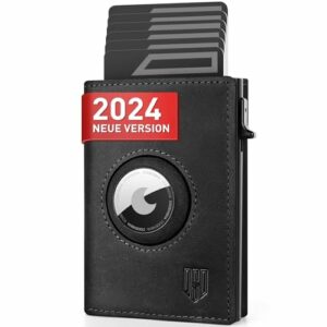 DODENSHA® MagSnap Airtag Wallet Herren mit RFID Schut I Kartenetui Herren I Smart Wallet Klein für 10+ Karten I Wallet mit Münzfach I Portmonee Herren mit AirTag* Fach I Geldbörse Herren I Schwarz