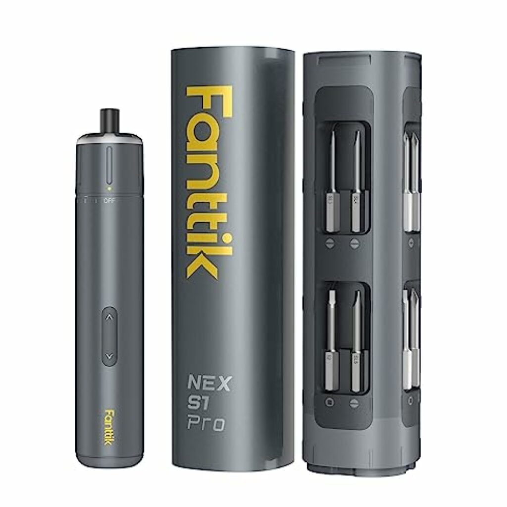 Fanttik S1 Pro 3.7V Magnetische Electric Screwdriver, Leistungsstarkes-Schraubendreher-Set mit 16 Bits, Einstellbare 3 Drehmomente bis zu 6 Nm, 2000-mAh-Akku, Geeignet für die Möbel/Computerreparatur