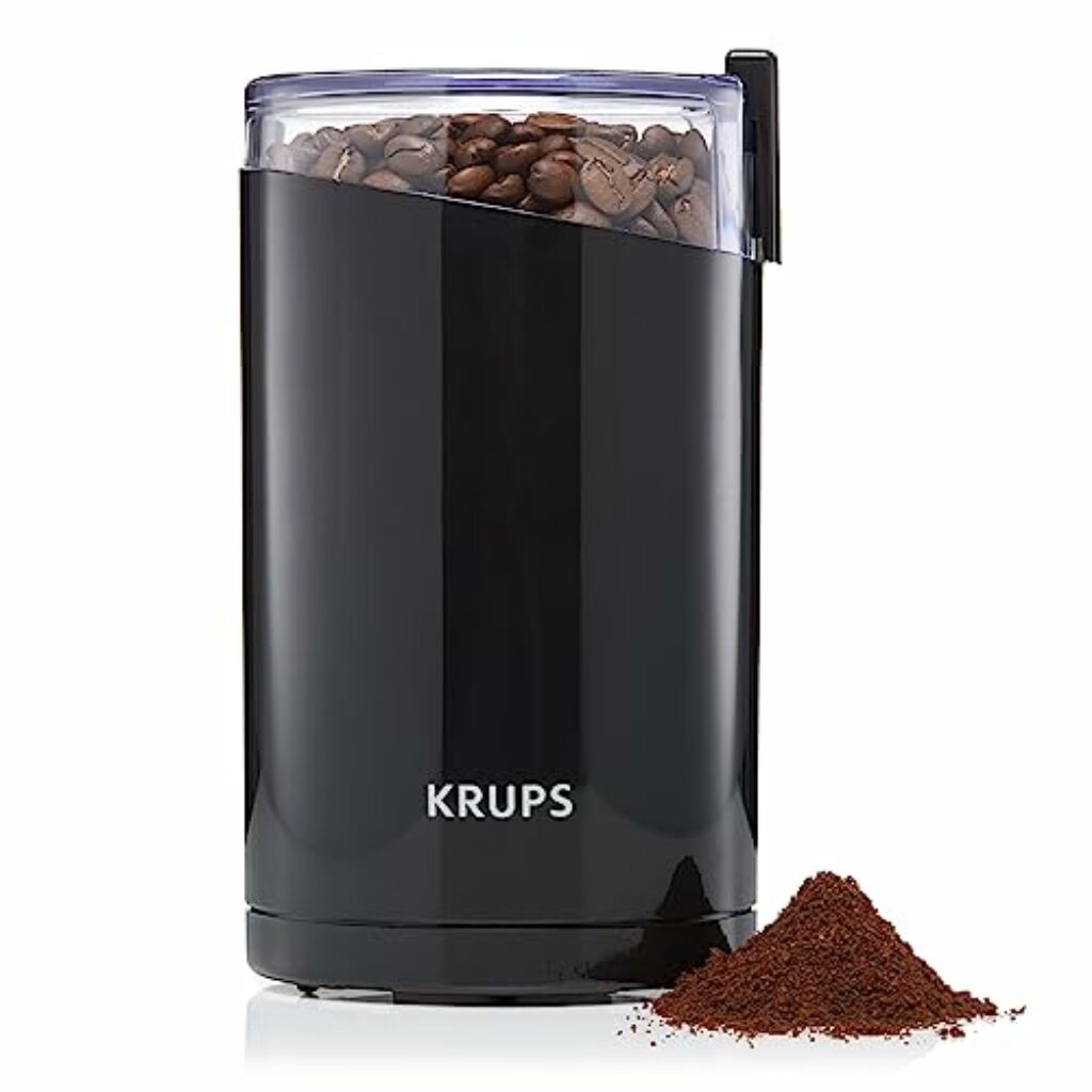 Krups F20342 Kaffeemühle und Gewürzmühle in Einem | Leistungsstarker Motor | Mahlgrad variabel | 75g Füllmenge | Schlagmesser aus Edelstahl | Sicherheitsdeckel | Anti-Rutsch-Füße | Schwarz